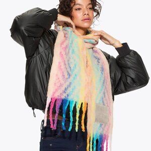 New Kurt Geiger London Large Rainbow Zigzag Patterned Wrap Scarf